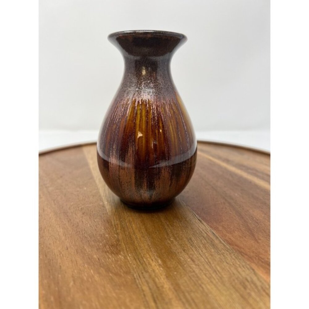 Small Ceramic Vase Earth Tones Glazed Home Decor Accent